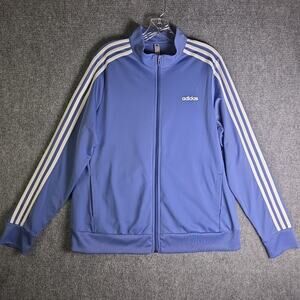 Adidas Primegreen Essentials Track Jacket Womens 1X Crew Blue 3 Stripes Zip Up